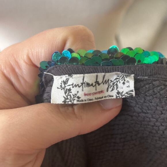 Free People Green Blue Black Iridescent Sequin Sleeveless Mini Dress - Picture 5 of 7